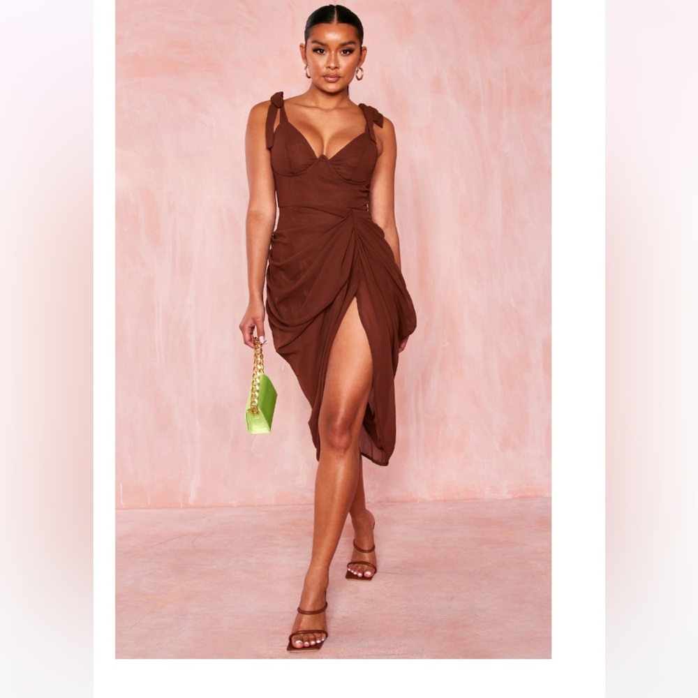 NWOT Chocolate Underwire Draped Dress